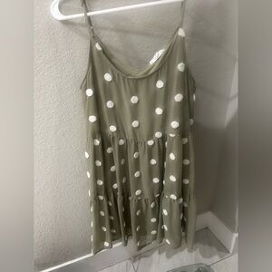 mine Olive Green Polka Dot Slip Dress